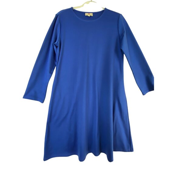 San Francisco Blue Long Sleeve Shift Dress Minimalist Medium Classic Modern Cute - Picture 4 of 4